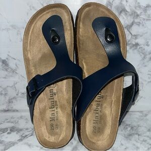 Maibulun Signature T-Strap Womens Sz 40  US 9 Navy Thong Flip Flop Sandals